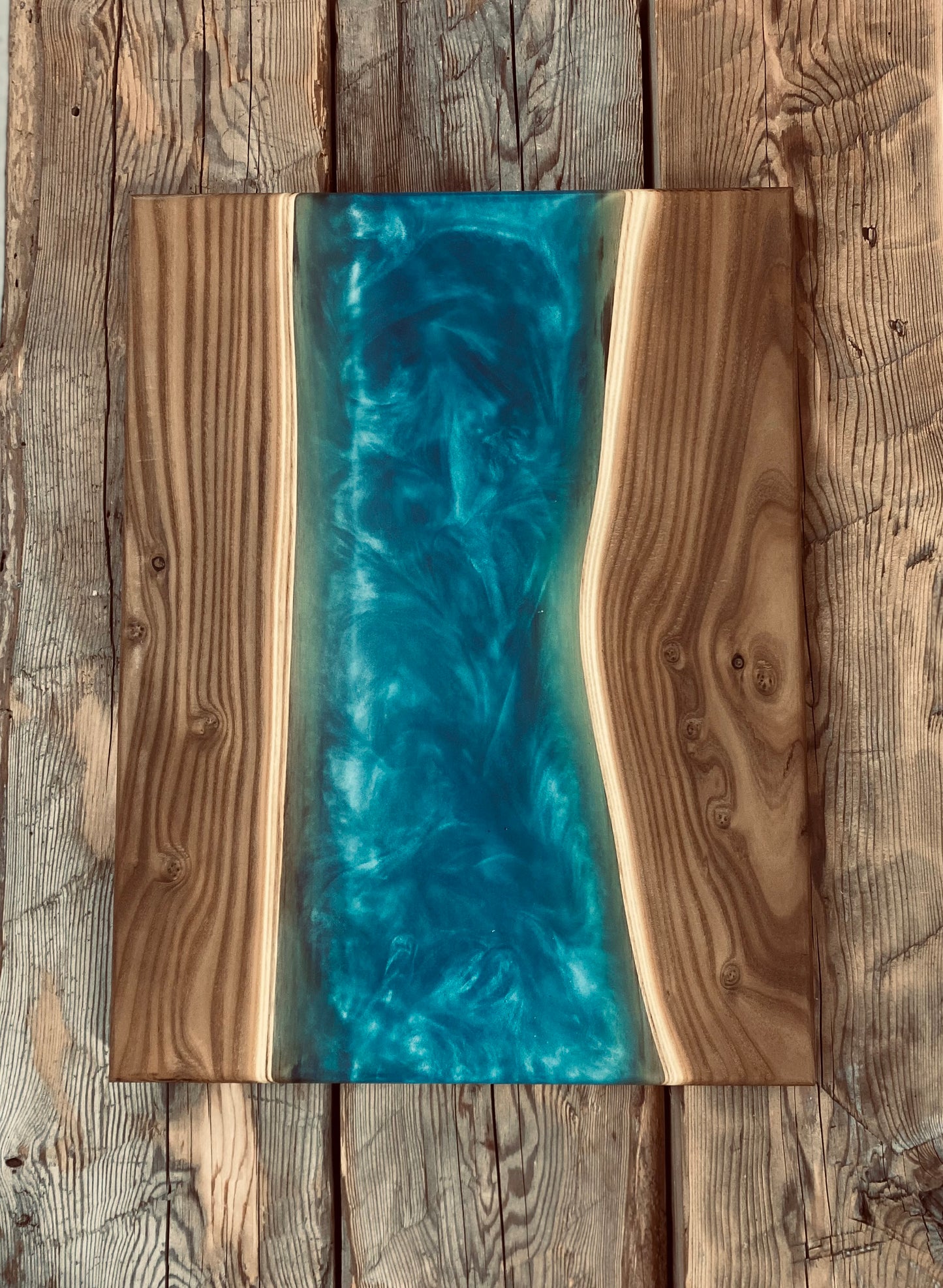 Wooden serving tray with Epoxy