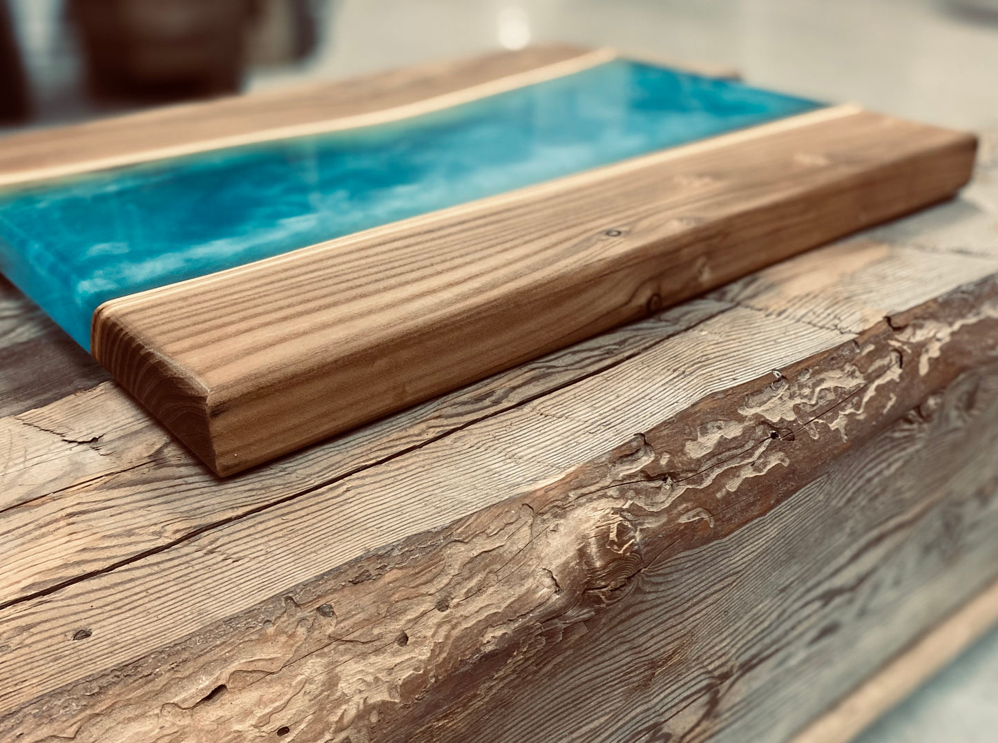 Wooden serving tray with Epoxy