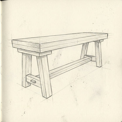 Croquis au crayon du Banc ARBOR, Atelier Arbor