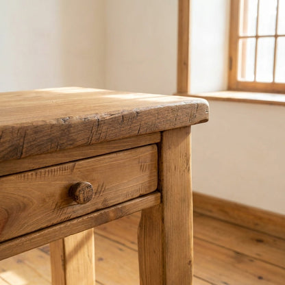 Gros plan du bouton de bois rond d'un tiroir de la Console ARBOR