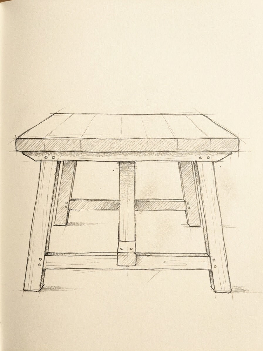 Croquis au crayon de La Table ARBOR, Atelier Arbor