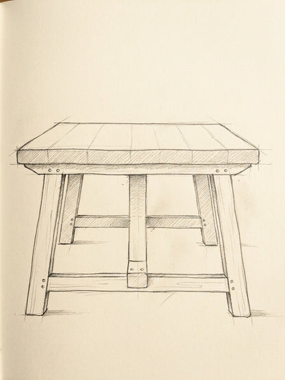 Croquis au crayon de La Table ARBOR, Atelier Arbor