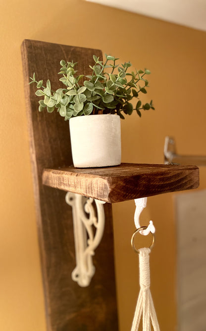 Pine support and shelf with bark