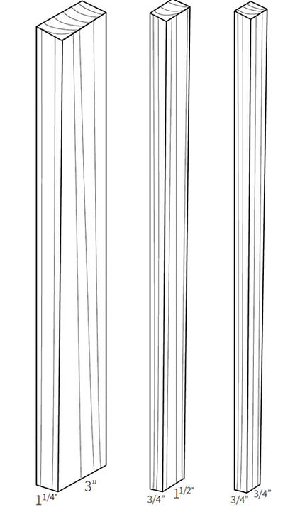 Lattes de bois verticales en bois massif (paquet de 5 lattes)