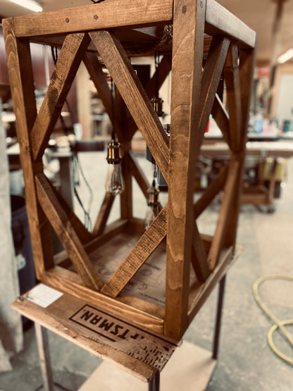 Solid wood cube light