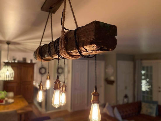 Unique handmade fixture made from centenary wood beam