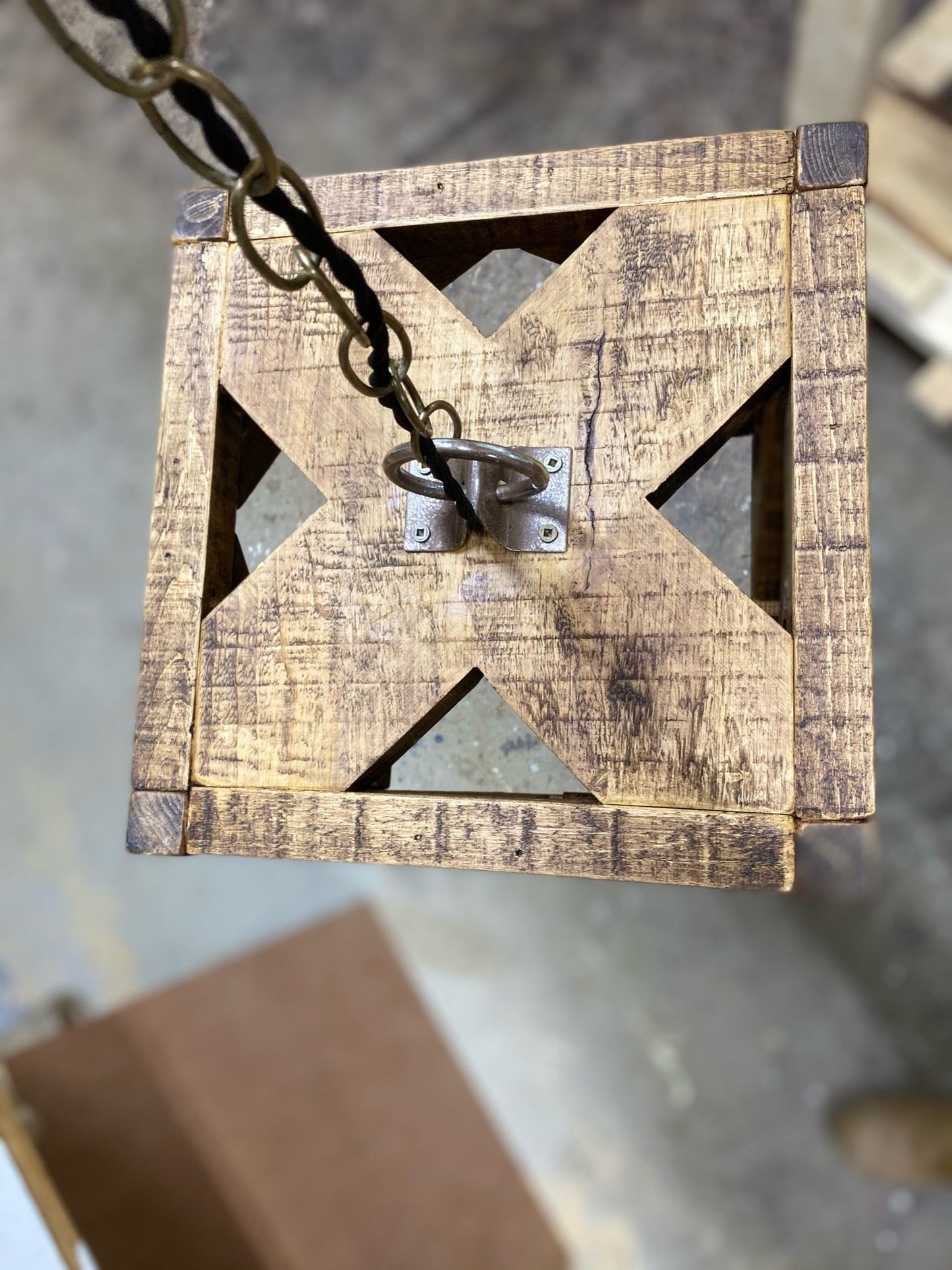 Solid wood cube light