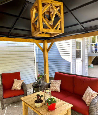 Solid wood cube light