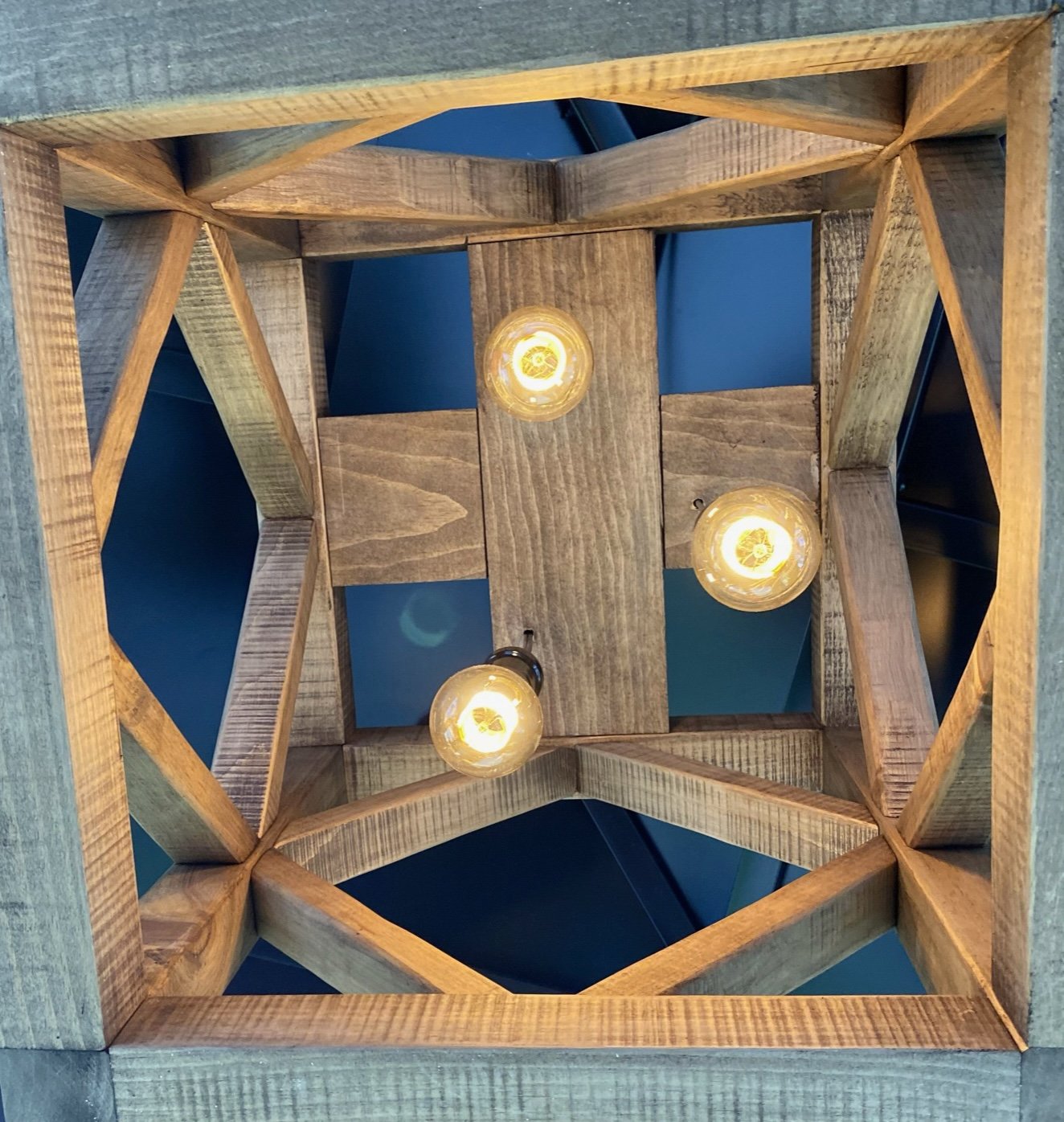 Solid wood cube light