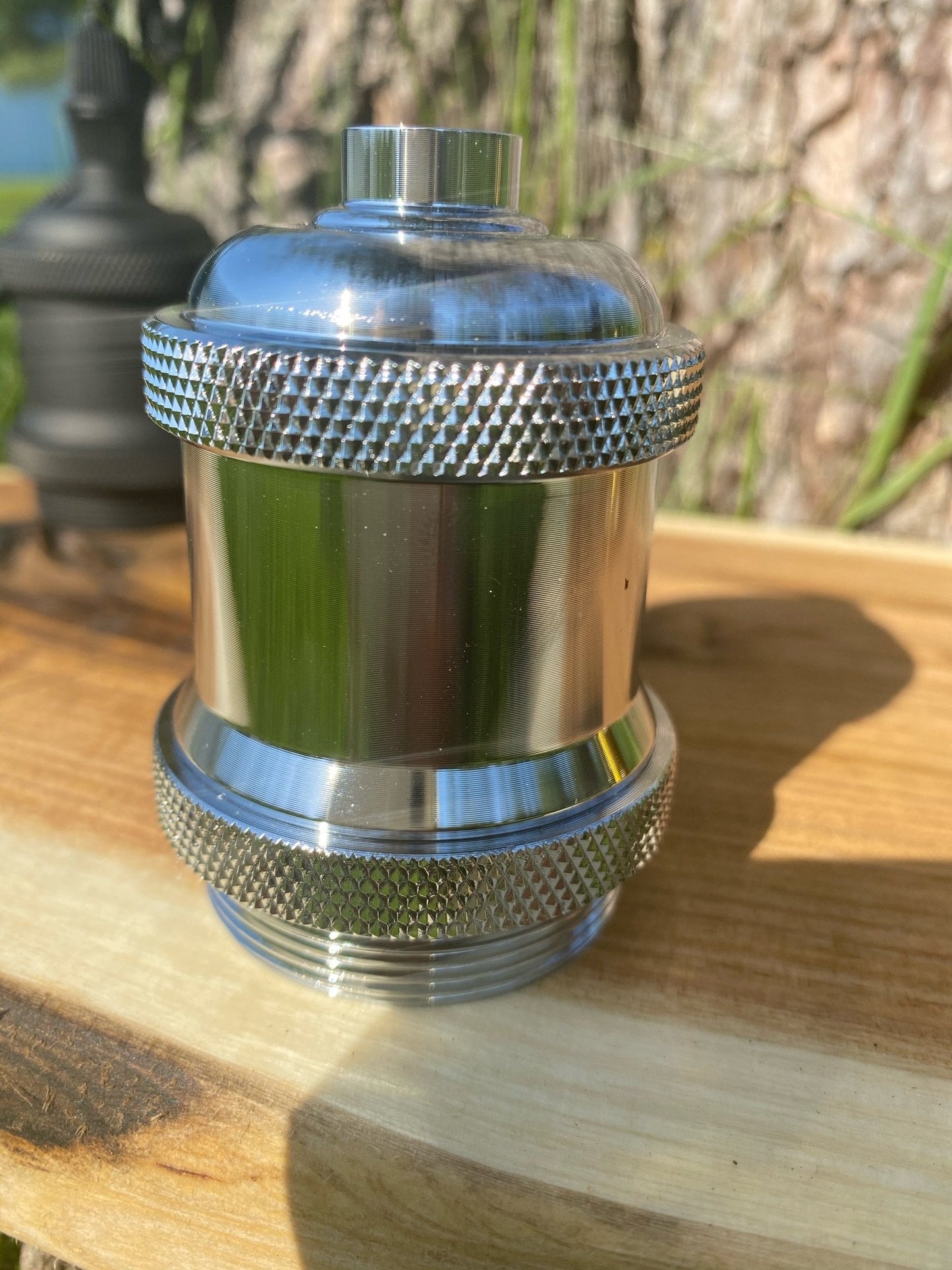 Custom made light fixture on 100-year-old barn wood from Quebec