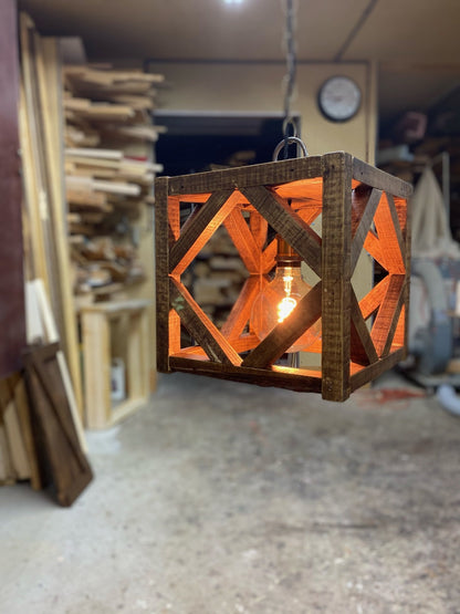 Solid wood cube light
