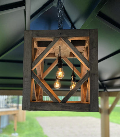 Solid wood cube light