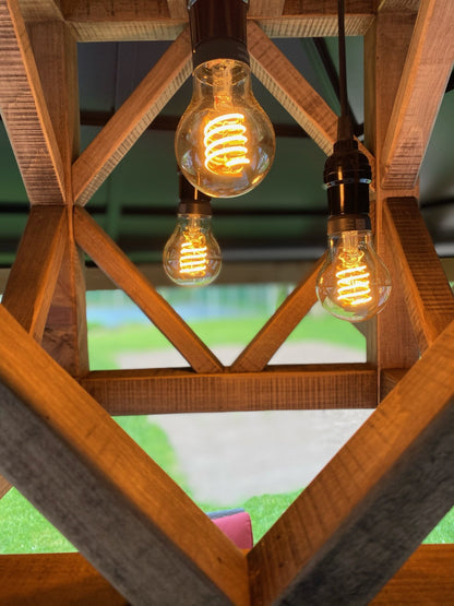Solid wood cube light