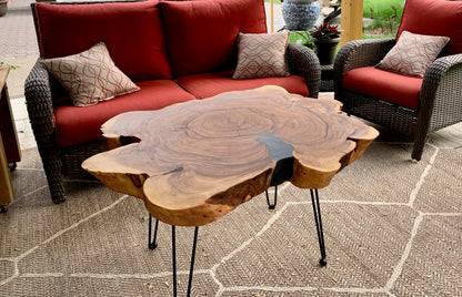 Solid wood log coffee table